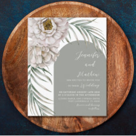 Lámina Invitación de boda tropical con follaje y arco eco