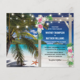 Lámina Invitación de boda tropical en la playa con presup