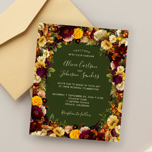 Lámina Invitación de boda verde con presupuesto floral de