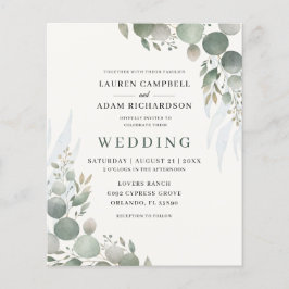 Lámina Invitación de boda verde de eucalipto y salvia con