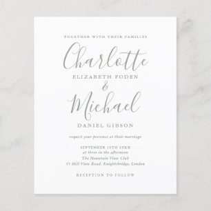 Lámina Invitación de boda verde esmeralda económica