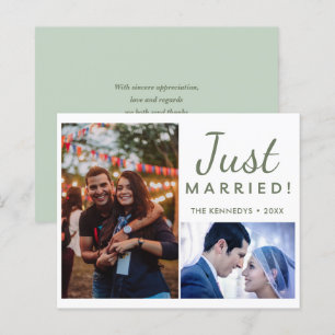 Lámina Invitación de Boda verde foto recién casada con 2