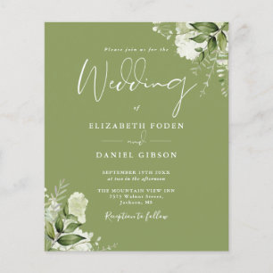 Lámina Invitación de boda verde musgo con vegetación econ