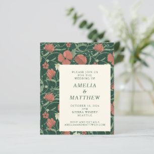 Lámina Invitación de boda vintage económica con flores rú