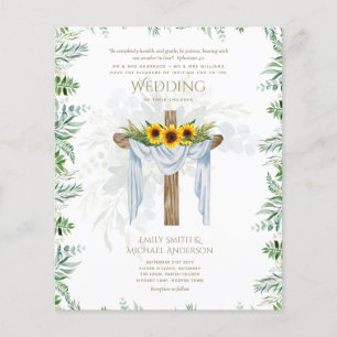 Lámina INVITACIÓN DE BODAS CATÓLICA Girasoles Cruz