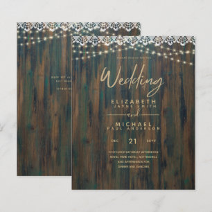 LÁMINA INVITACIÓN DE BODAS CON LUMINARIAS DE MADERA RÚSTI