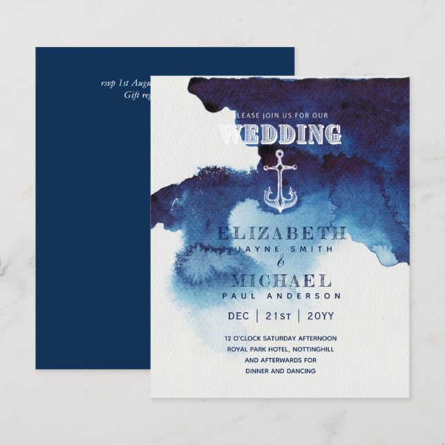 LÁMINA INVITACIÓN DE BODAS DE DESTINO NAÚTICO PRESUPUESTO (Anverso / Reverso)