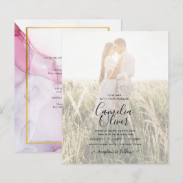 Lámina INVITACIÓN DE BODAS FOTOGRÁFICA TINTA Rosa Púrpura