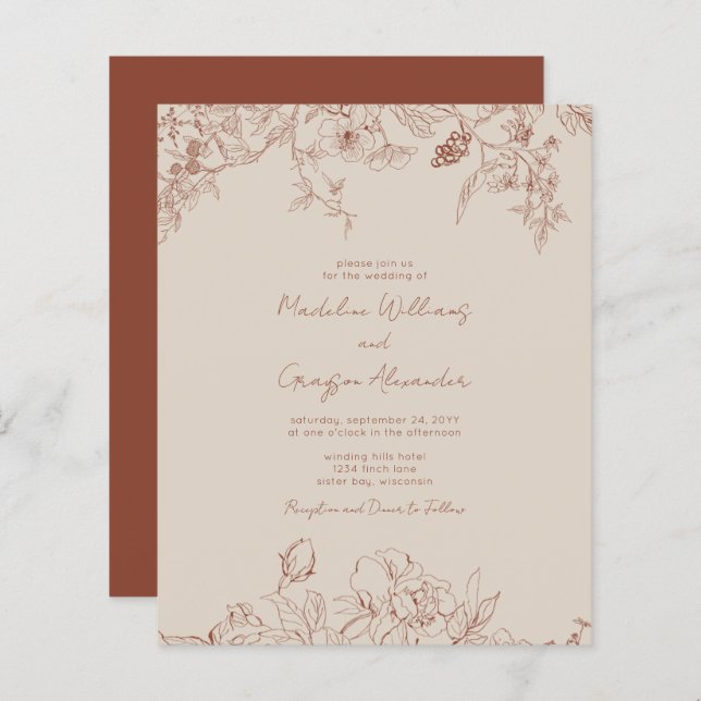 Lámina Invitación de Boho Boho con elegancia simple presu (Anverso / Reverso)