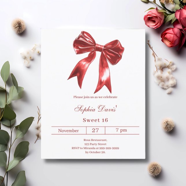 Lámina Invitación de Bow red white Sweet 16 (Subido por el creador)