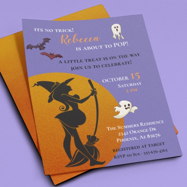Lámina Invitación de Bruja de Halloween para Baby Shower  (Subido por el creador)