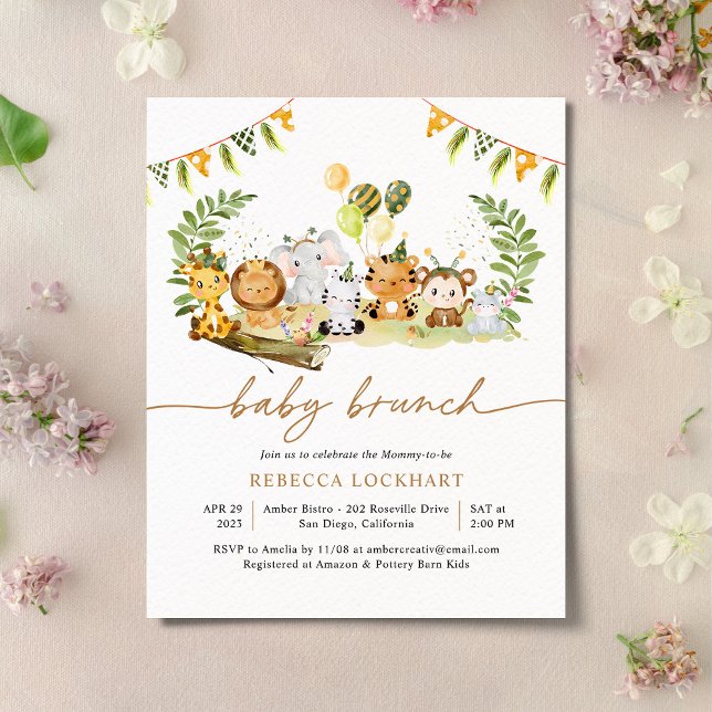 Lámina Invitación de brunch con bebe de safari de oro ele (Subido por el creador)