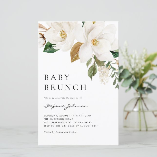 Lámina Invitación de brunch de agua de Magnolia blanca de (Anverso de pie)