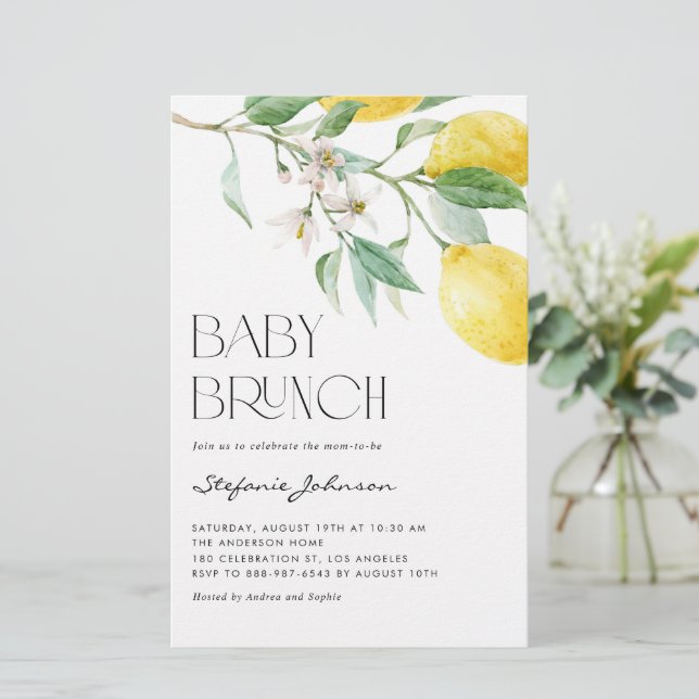 Lámina Invitación de brunch de agua de verano de limón de (Anverso de pie)