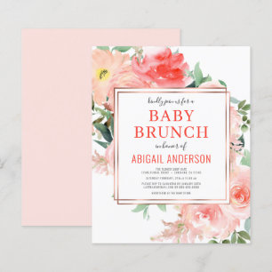 Lámina Invitación de brunch de bebé con sabor a coral