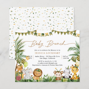 Lámina Invitación de brunch de bebé de la jungla tropical