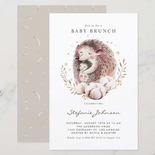 Lámina Invitación de brunch de bebé de mami y bebé (Anverso / Reverso)