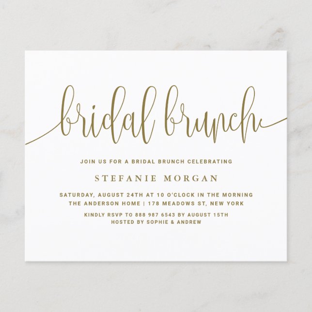 Lámina Invitación de brunch de novia con caligrafía de or (Anverso)