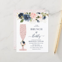 invitación de brunch de novia floral y rubia