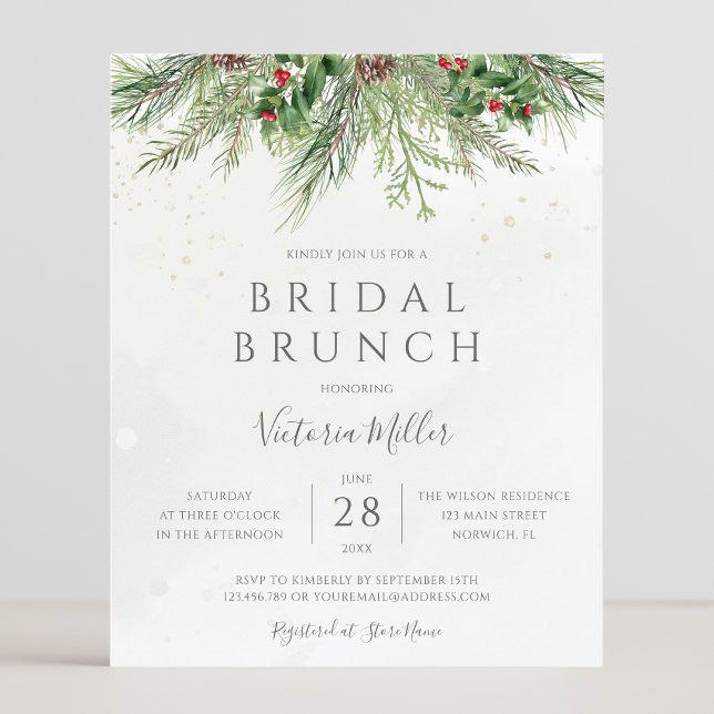 Lámina Invitación de brunch de novias para invierno rústi (Subido por el creador)