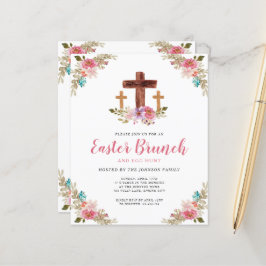 Lámina Invitación de brunch de Pascua con cruz religiosa 