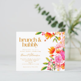 Lámina Invitación de Brunch Espumoso con Flores Rosadas y