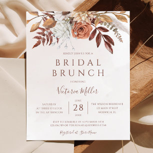 Lámina Invitación de Brunch Nupcial Boho Otoñal Floral Pr