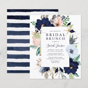 Lámina Invitación de brunch nupcial floral floral nautica