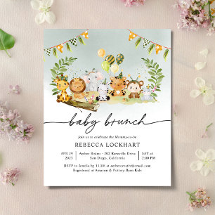 Lámina Invitación de brunch para bebé de niño con animale