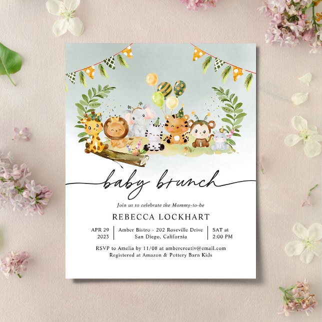 Lámina Invitación de brunch para bebé de niño con animale (Subido por el creador)