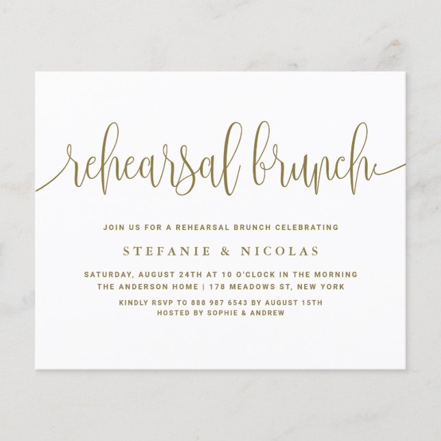 Lámina Invitación de brunch para ensayo de caligrafía de  (Anverso)