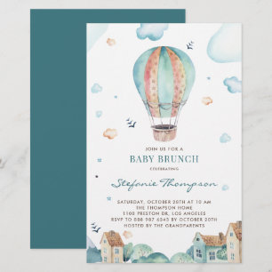 Lámina Invitación de brunch para niños con globo aerostát