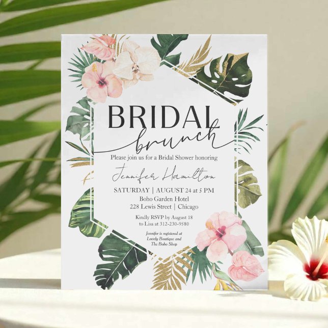 Lámina Invitación de brunchaje tropical floral de novias (Subido por el creador)