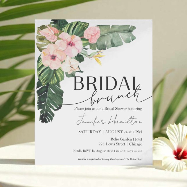 Lámina Invitación de brunchaje tropical floral de novias (Subido por el creador)