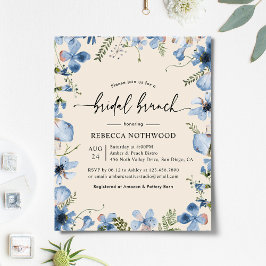 Lámina Invitación de Budget Blue Florals Bridal Brunch Be
