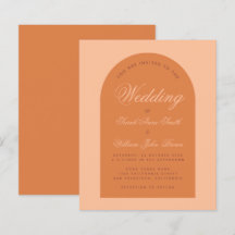 Invitación de Caligrafía de Arco Naranja para Boda