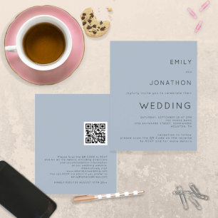 Lámina Invitación de casamiento de código QR azul con pol