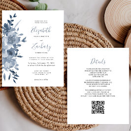 Lámina Invitación de casamiento de código QR azul de Dust