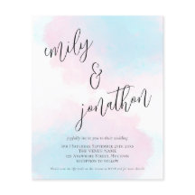 Invitación de casamiento de código QR azul rosado 