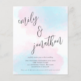 Lámina Invitación de casamiento de código QR azul rosado