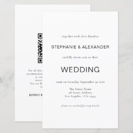 Lámina Invitación de casamiento de código QR blanco simpl