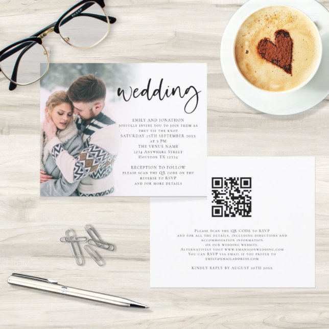 Lámina Invitación de casamiento de código QR con escritur (Subido por el creador)