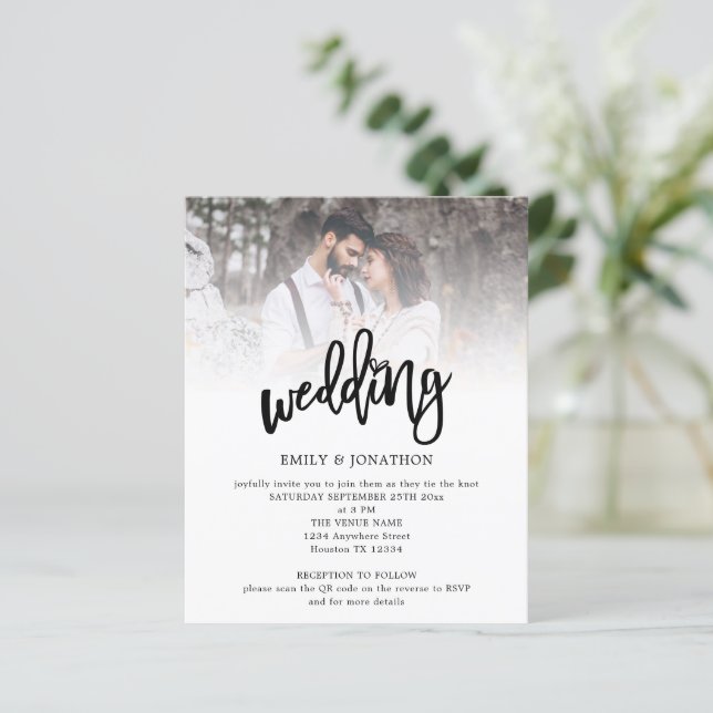 Lámina Invitación de casamiento de código QR con guión gr (Anverso de pie)