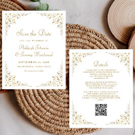 Lámina Invitación de casamiento de código QR de follaje d