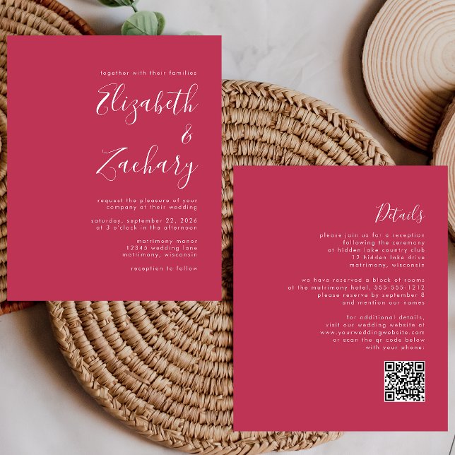 Lámina Invitación de casamiento de código QR de magenta d (Subido por el creador)