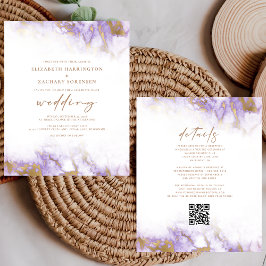 Lámina Invitación de casamiento de código QR de oro de la