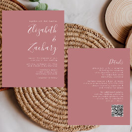 Lámina Invitación de casamiento de código QR Rosa moderno
