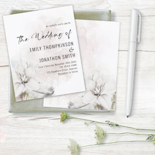 Lámina Invitación de casamiento de color blanco floral de