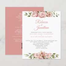 Invitación de casamiento de papel floral rosa Rubo