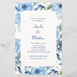 Lámina Invitación de casamiento floral de color azul de M